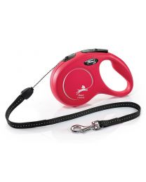 Flexi New Classic Cord Dog Lead, Red 12kg - Small, 8m (26ft)