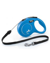 Flexi New Classic Cord Dog Lead, Blue 12kg - Small, 8m (26ft)