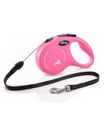 Flexi New Classic Cord Dog Lead, Pink 12kg - Small, 8m (26ft)